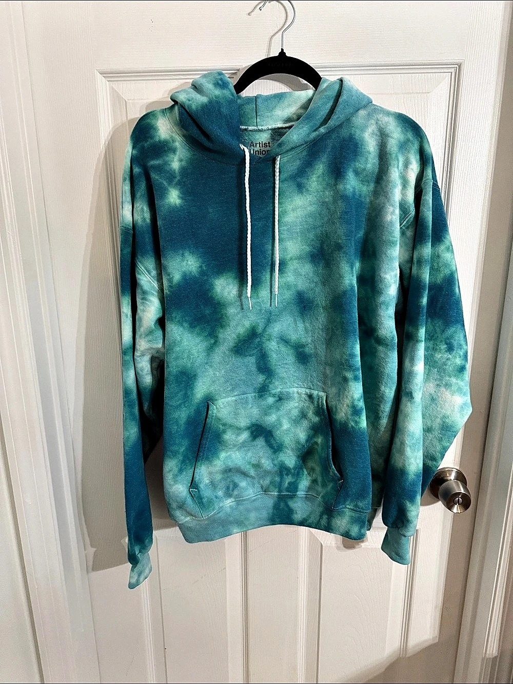 Artist Union Clothing Co. Tie-Dye Pullover Hoodie in Blue & Green Size Large